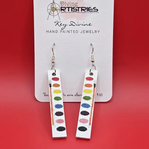 Bar Rectangle Watercolor Set Earrings