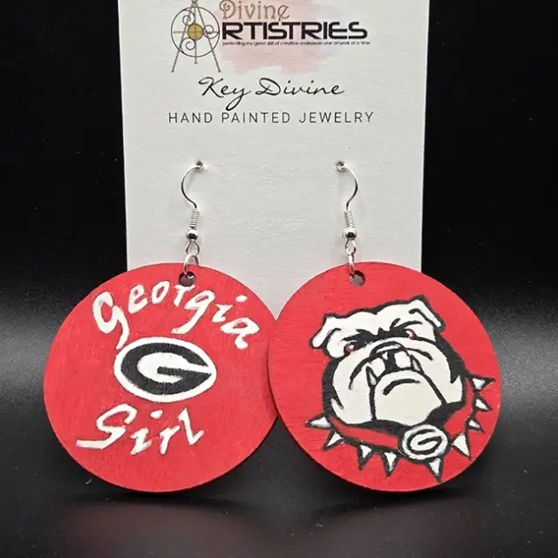 Circle Georgia Girl, Georgia Bulldogs Earrings