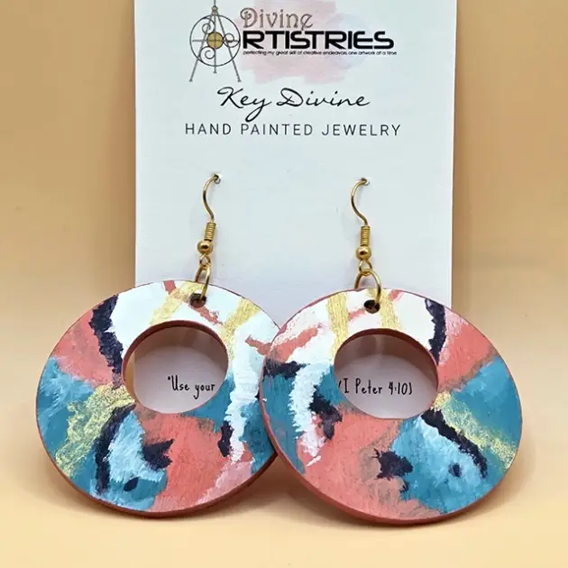 Hollowed Circle Cotton Candy Ice Cream Earrings