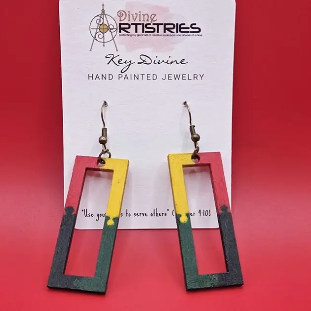 Hollowed Rectangle Pan-African Connection Earrings