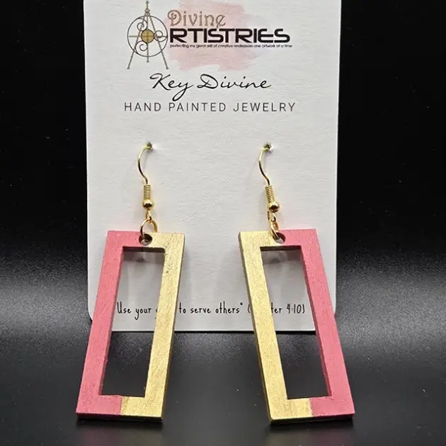 Hollowed Rectangle Strawberry Cheesecake Earrings