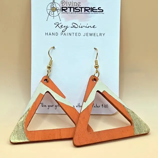 Hollowed Triangle Abstract Creamsicle Earrings