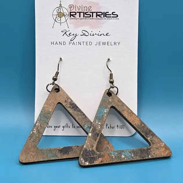 Hollowed Triangle Abstract Hidden Treasure Earrings (Back)