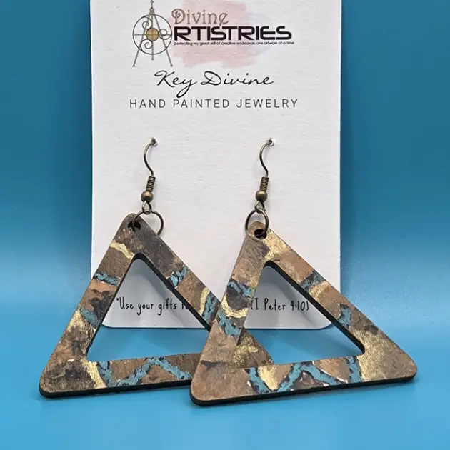 Hollowed Triangle Abstract Hidden Treasure Earrings (Front)
